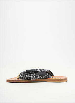 Tongs chiquet talon plat jusqu'à 3cm noir K.JACQUES femme