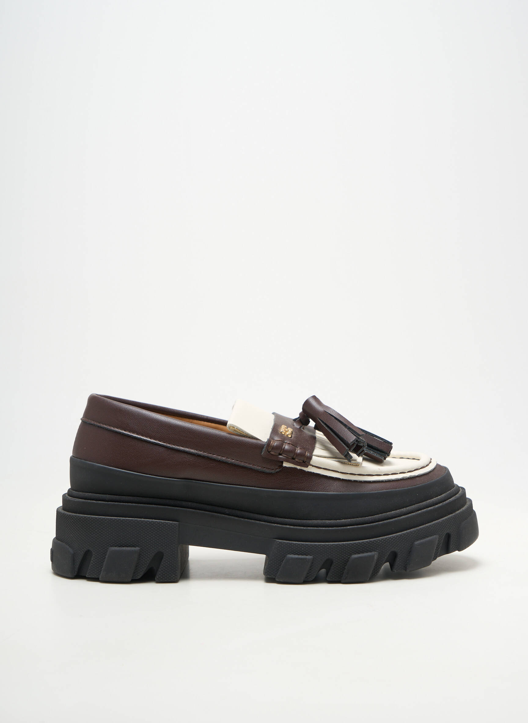 Mocassins matière lisse talon de 4 à 6cm marron GANNI femme