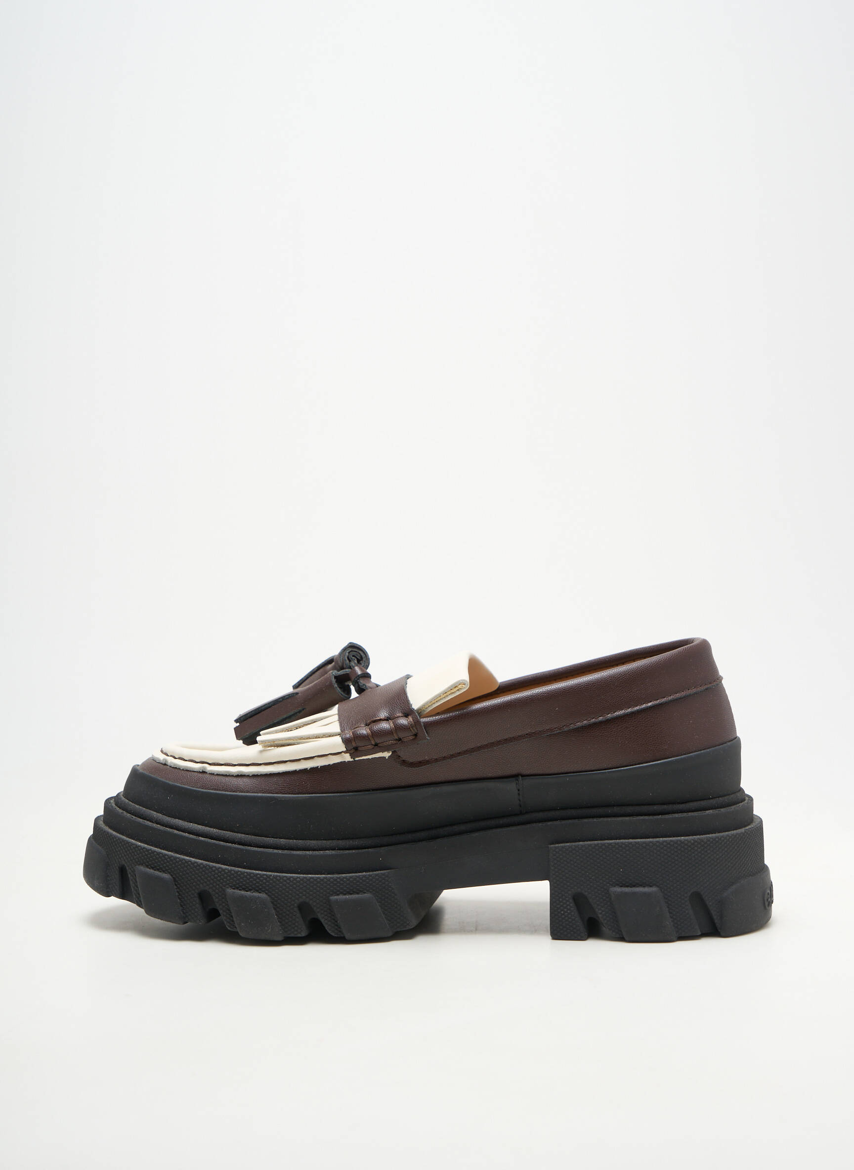 Mocassins matière lisse talon de 4 à 6cm marron GANNI femme