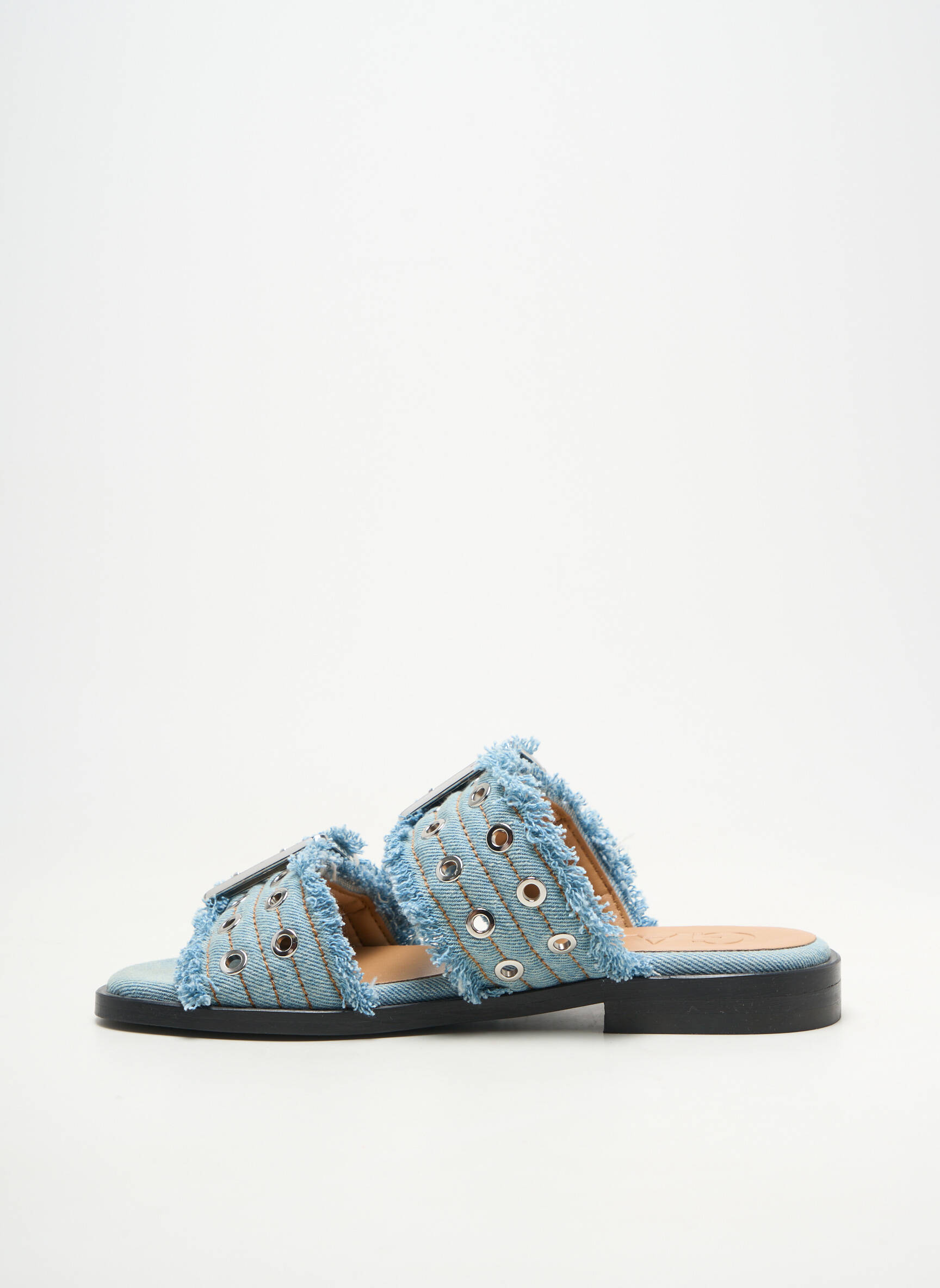 Mules/sabots chiquet talon plat jusqu'à 3cm bleu GANNI femme