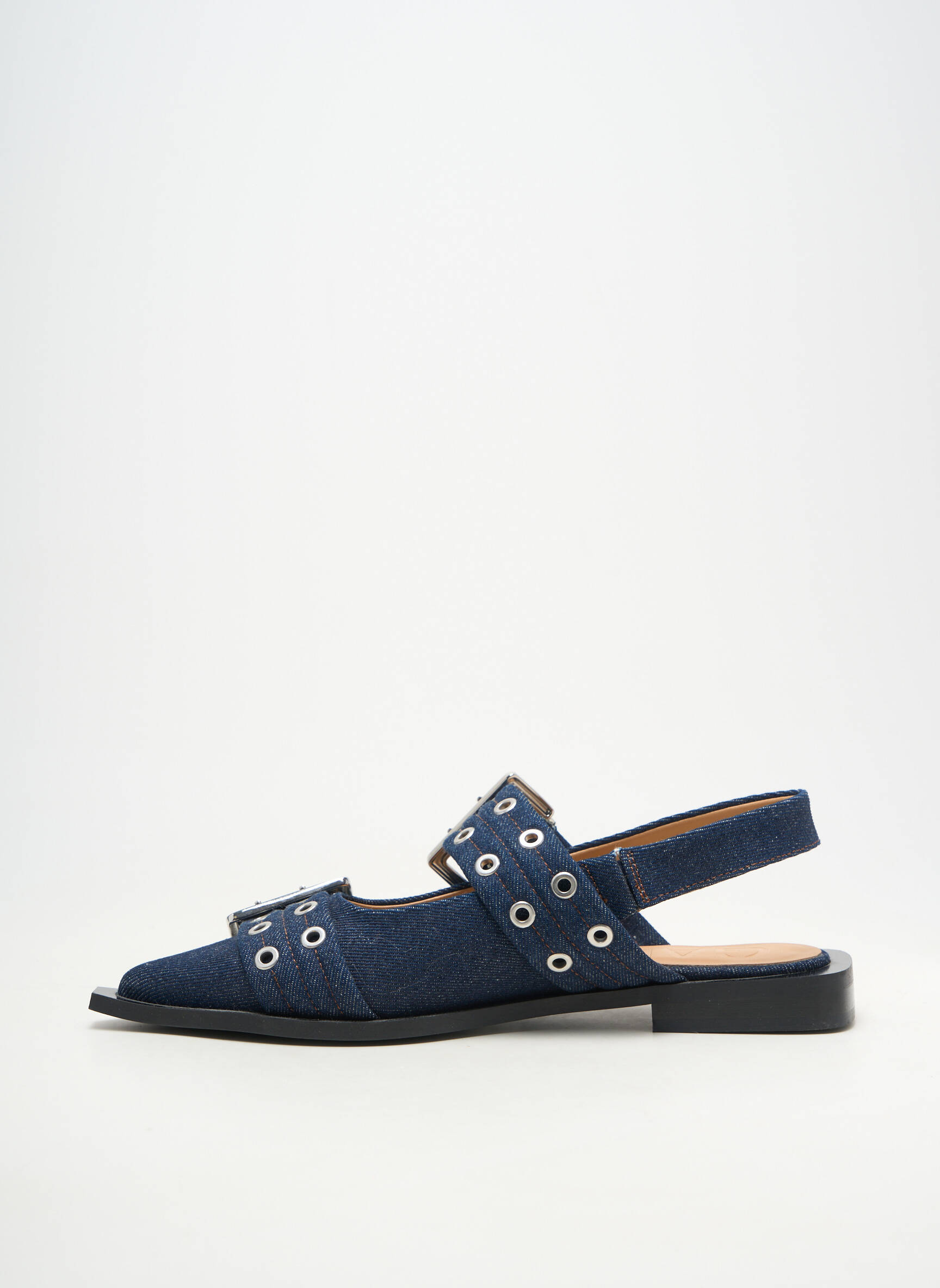 Mocassins talon bas talon plat jusqu'à 3cm bleu GANNI femme