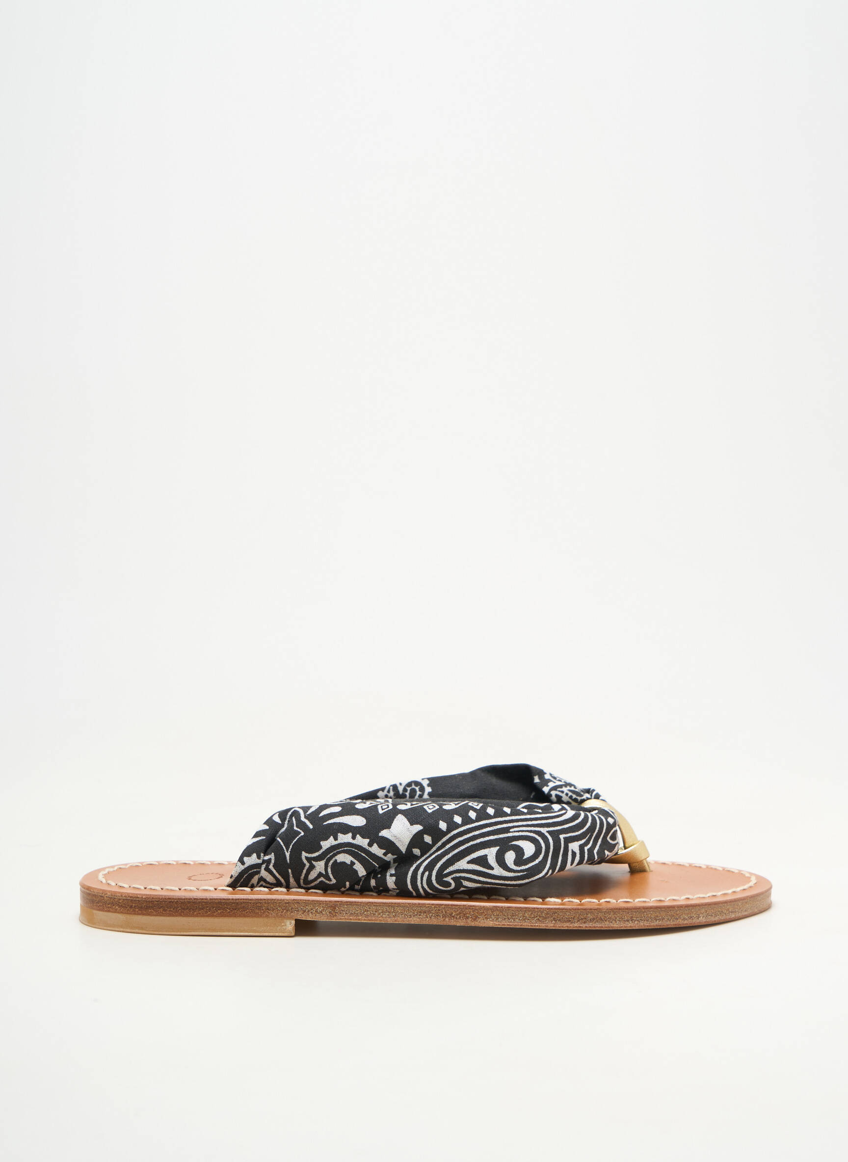 Tongs chiquet talon plat jusqu'à 3cm noir K.JACQUES femme
