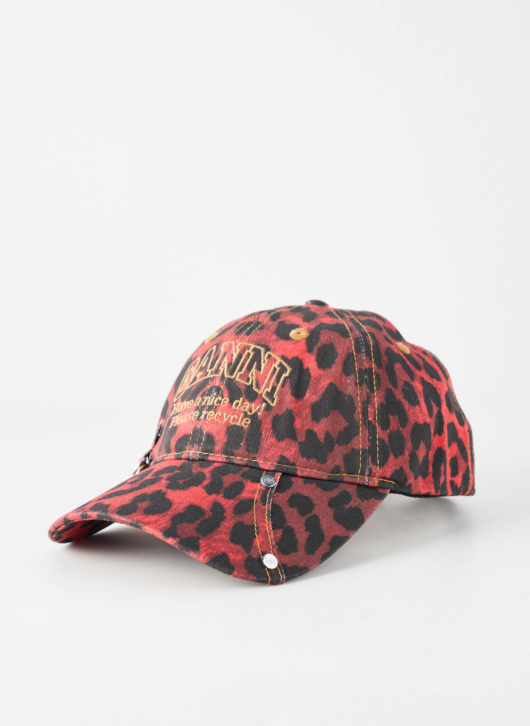 Casquette fermeture pressionnée rouge GANNI femme