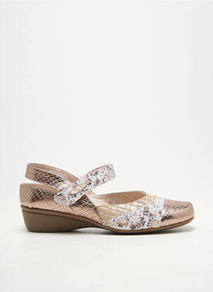 Ballerines fermeture scratch talon de 4 à 6cm or OTTILIA femme