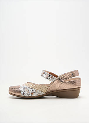 Ballerines fermeture scratch talon de 4 à 6cm or OTTILIA femme