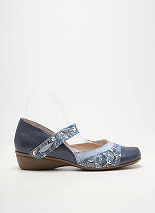 Ballerines fermeture scratch talon de 4 à 6cm bleu OTTILIA femme
