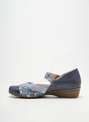 Ballerines fermeture scratch talon de 4 à 6cm bleu OTTILIA femme