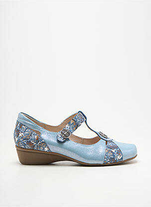 Ballerines fermeture scratch talon de 4 à 6cm bleu OTTILIA femme