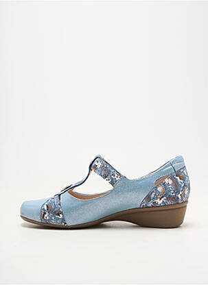 Ballerines fermeture scratch talon de 4 à 6cm bleu OTTILIA femme