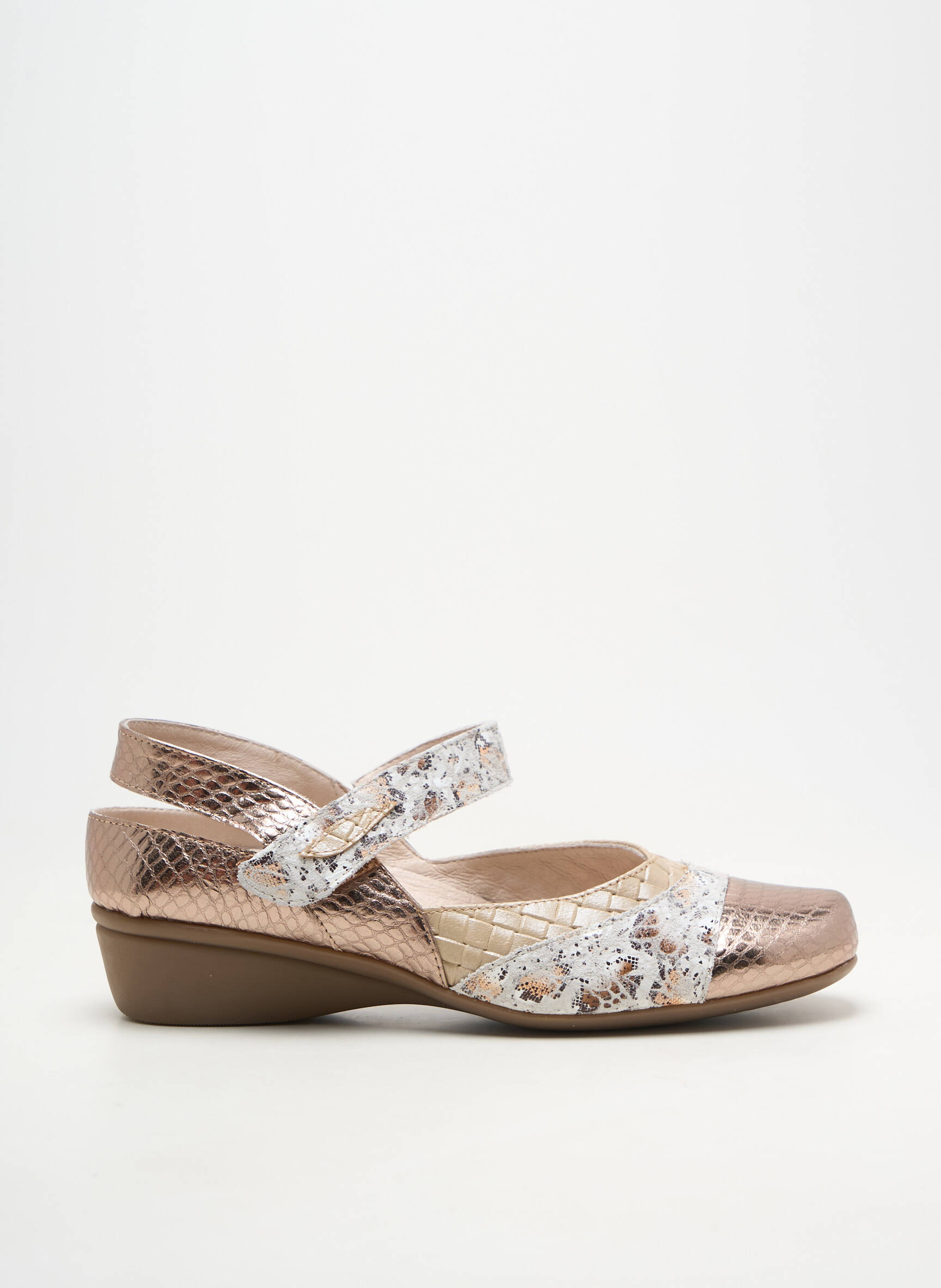 Ballerines fermeture scratch talon de 4 à 6cm or OTTILIA femme