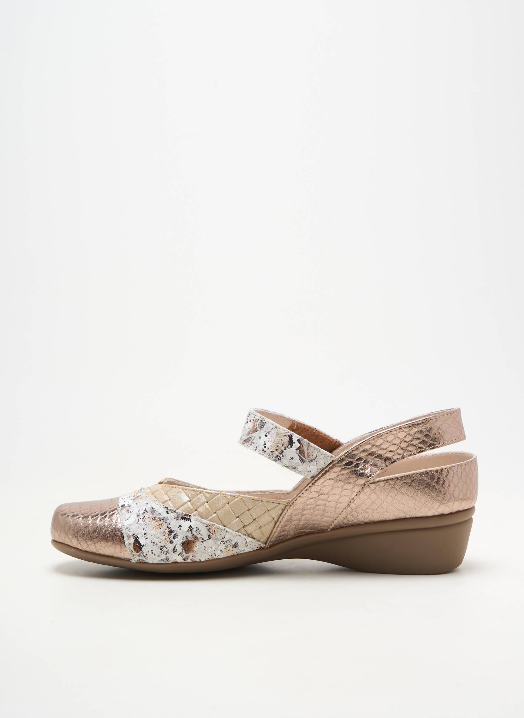 Ballerines fermeture scratch talon de 4 à 6cm or OTTILIA femme