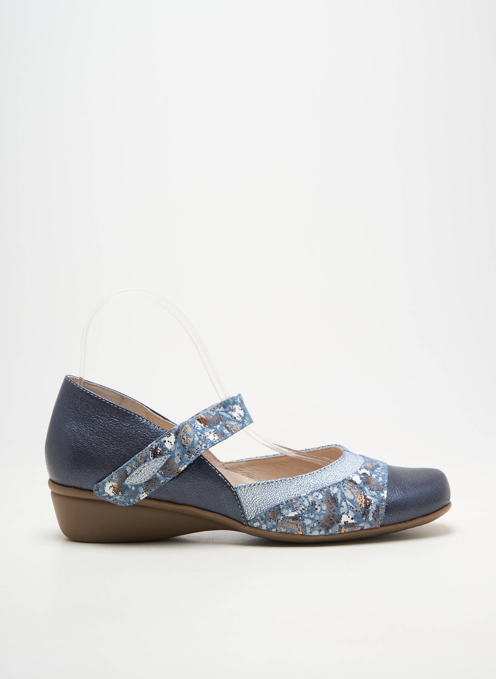 Ballerines fermeture scratch talon de 4 à 6cm bleu OTTILIA femme