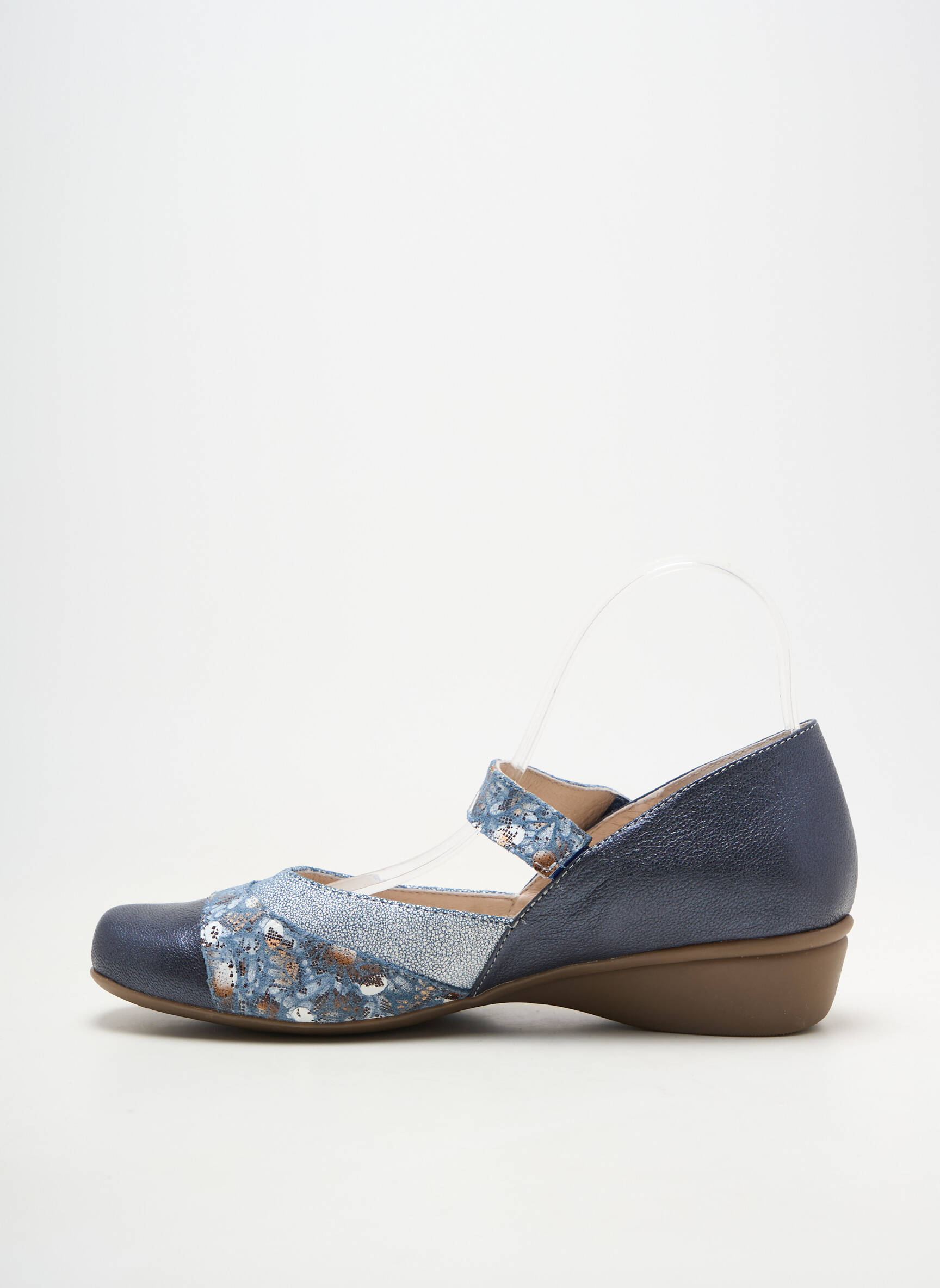 Ballerines fermeture scratch talon de 4 à 6cm bleu OTTILIA femme