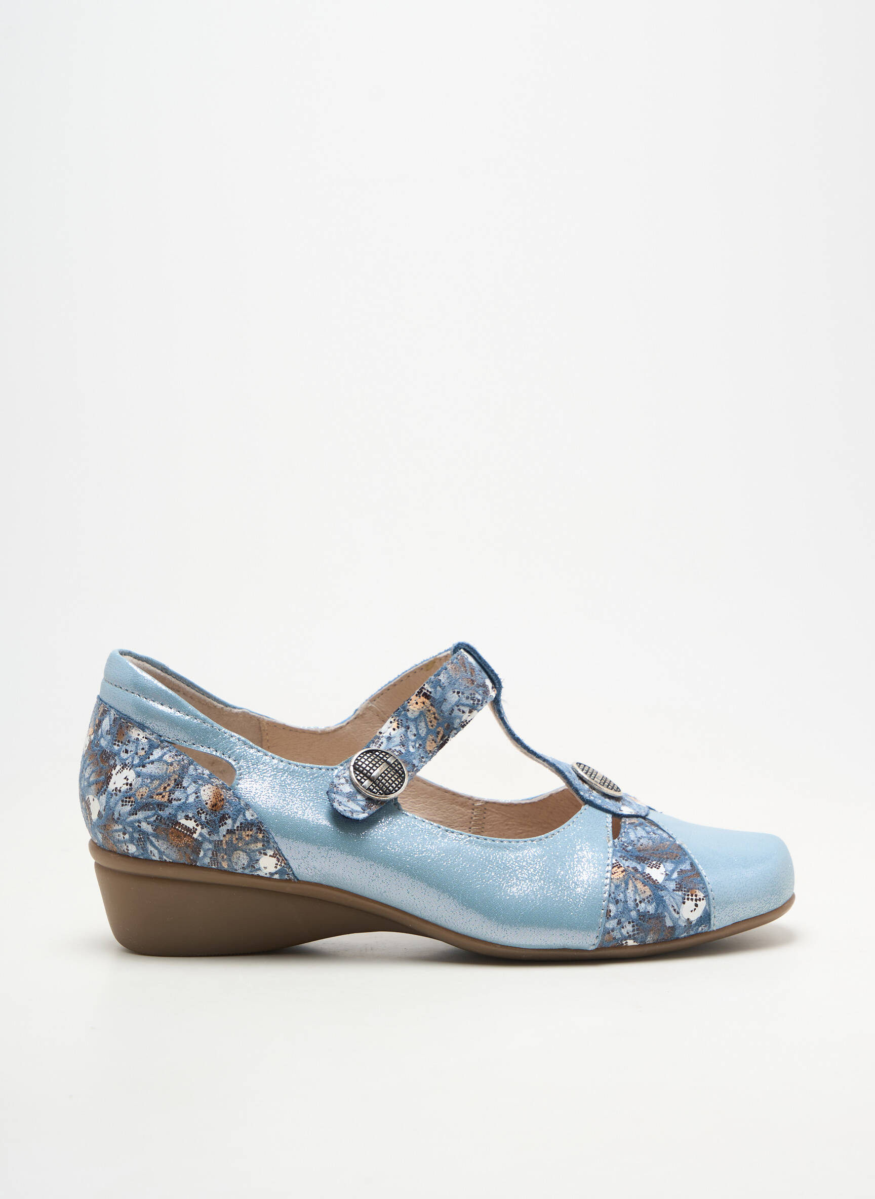 Ballerines fermeture scratch talon de 4 à 6cm bleu OTTILIA femme