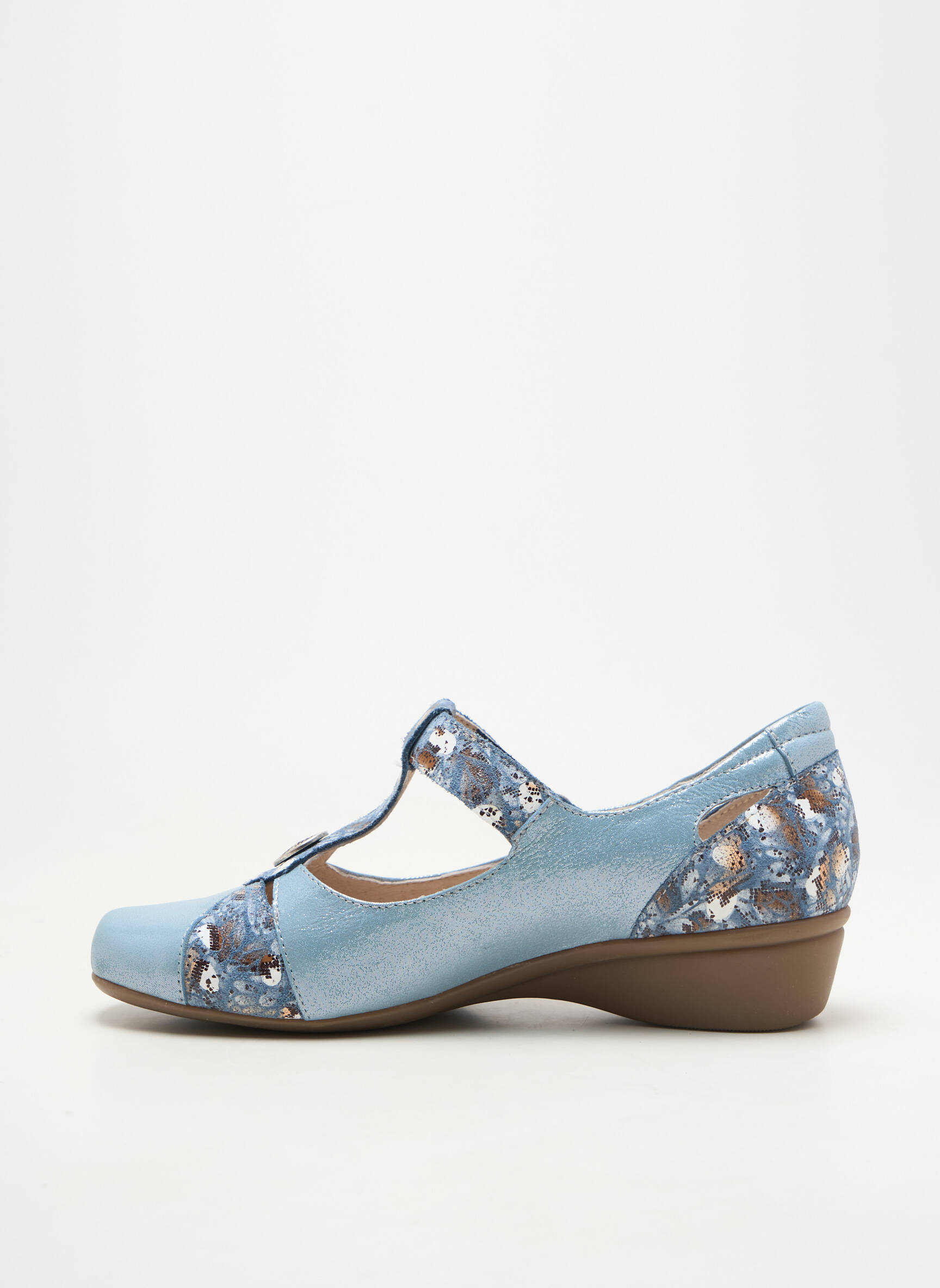 Ballerines fermeture scratch talon de 4 à 6cm bleu OTTILIA femme