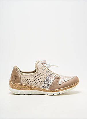 Baskets fermeture elastique talon plat jusqu'à 3cm beige RIEKER femme