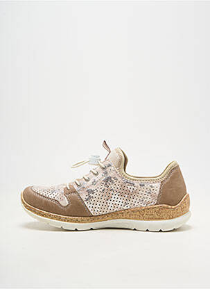 Baskets fermeture elastique talon plat jusqu'à 3cm beige RIEKER femme