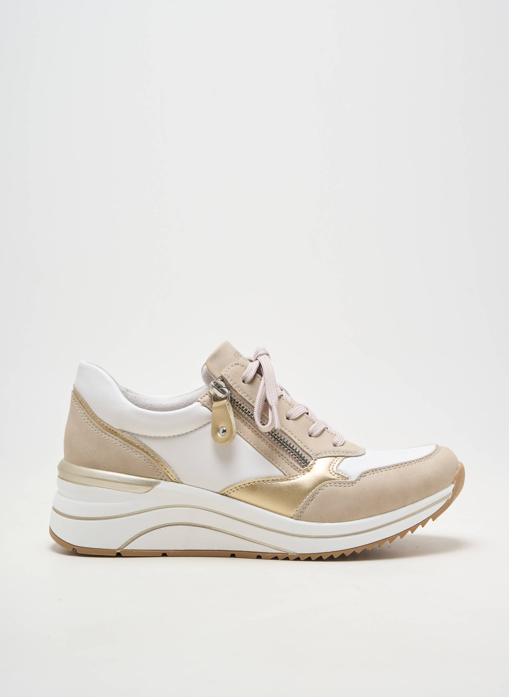 Baskets matière lisse talon de 4 à 6cm beige REMONTE femme