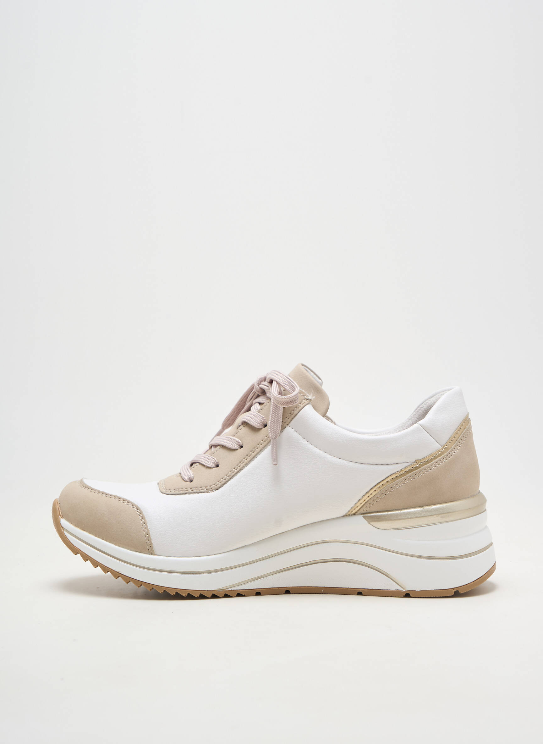 Baskets matière lisse talon de 4 à 6cm beige REMONTE femme
