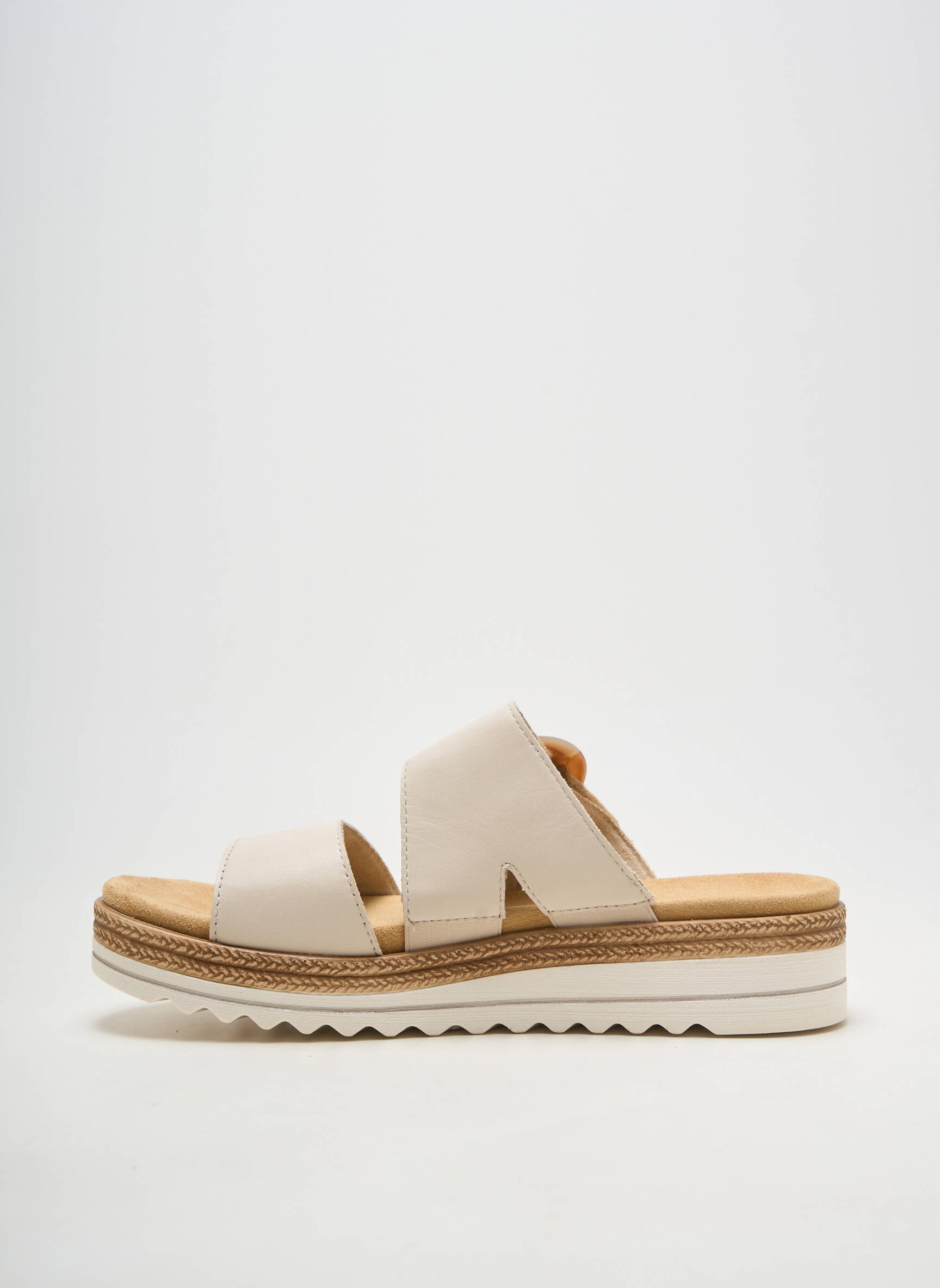 Mules/sabots matière lisse talon plat jusqu'à 3cm beige REMONTE femme