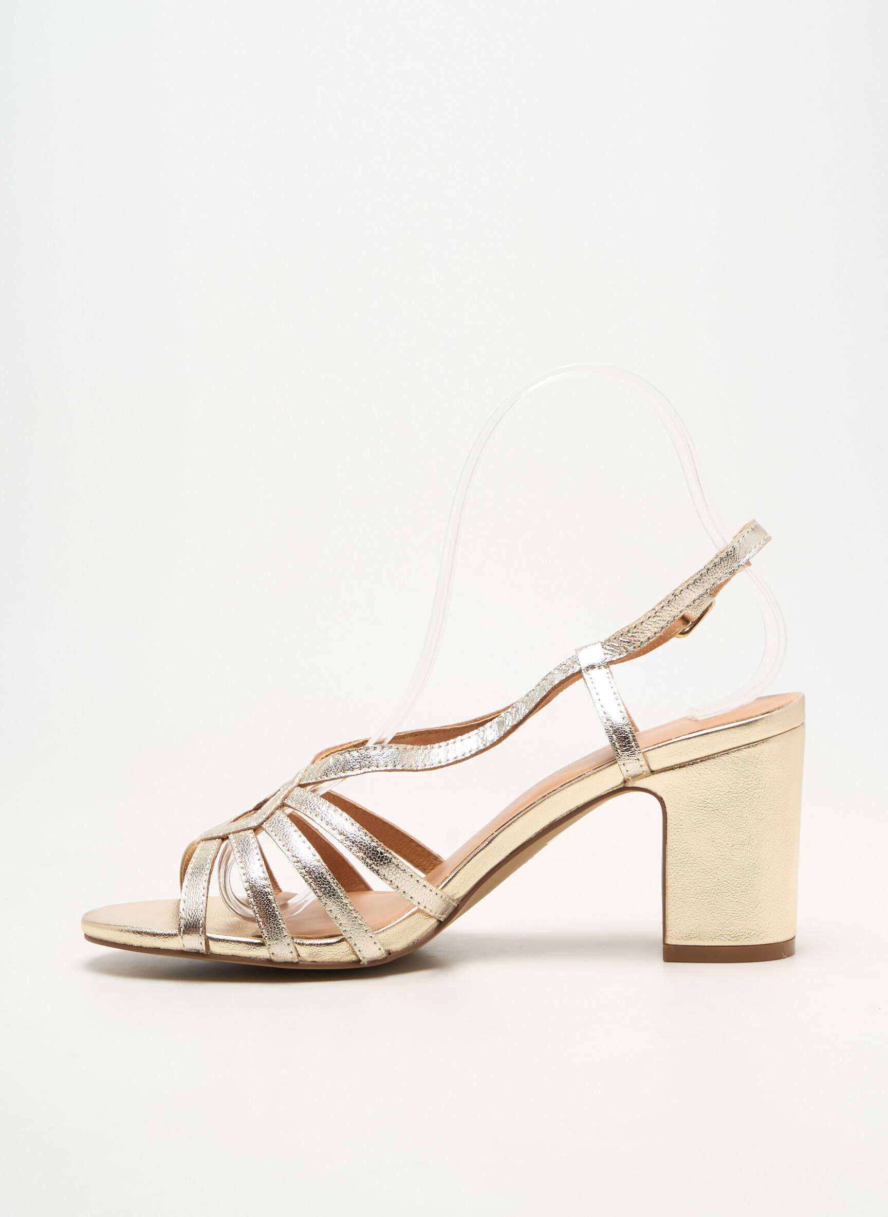 Sandales/nu pieds matière lisse talon de 7 à 9cm argent EMILIE KARSTON femme