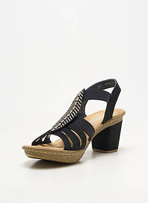 Sandales/nu pieds matière lisse talon de 7 à 9cm noir RIEKER femme
