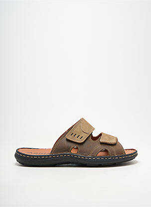 Mules/sabots matière lisse bout ouvert marron ARIMA homme