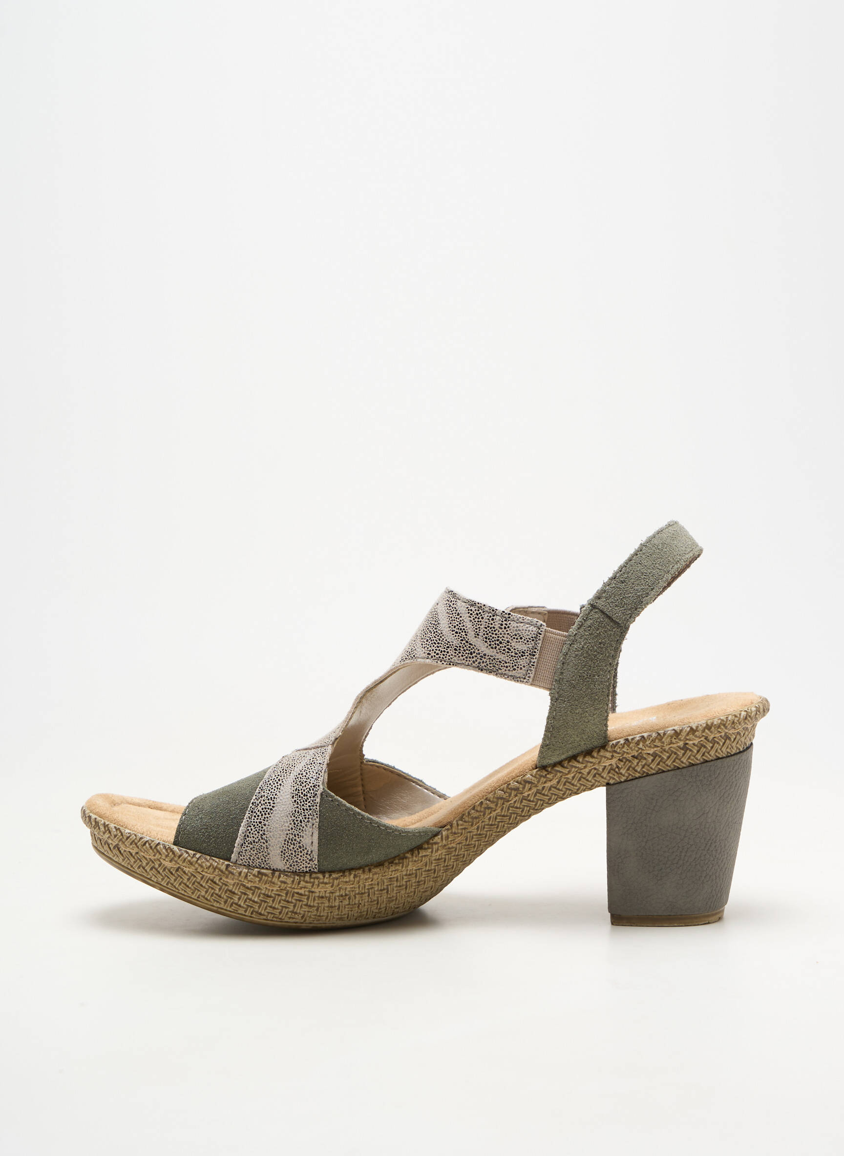Sandales/nu pieds bout ouvert talon de 7 à 9cm vert RIEKER femme