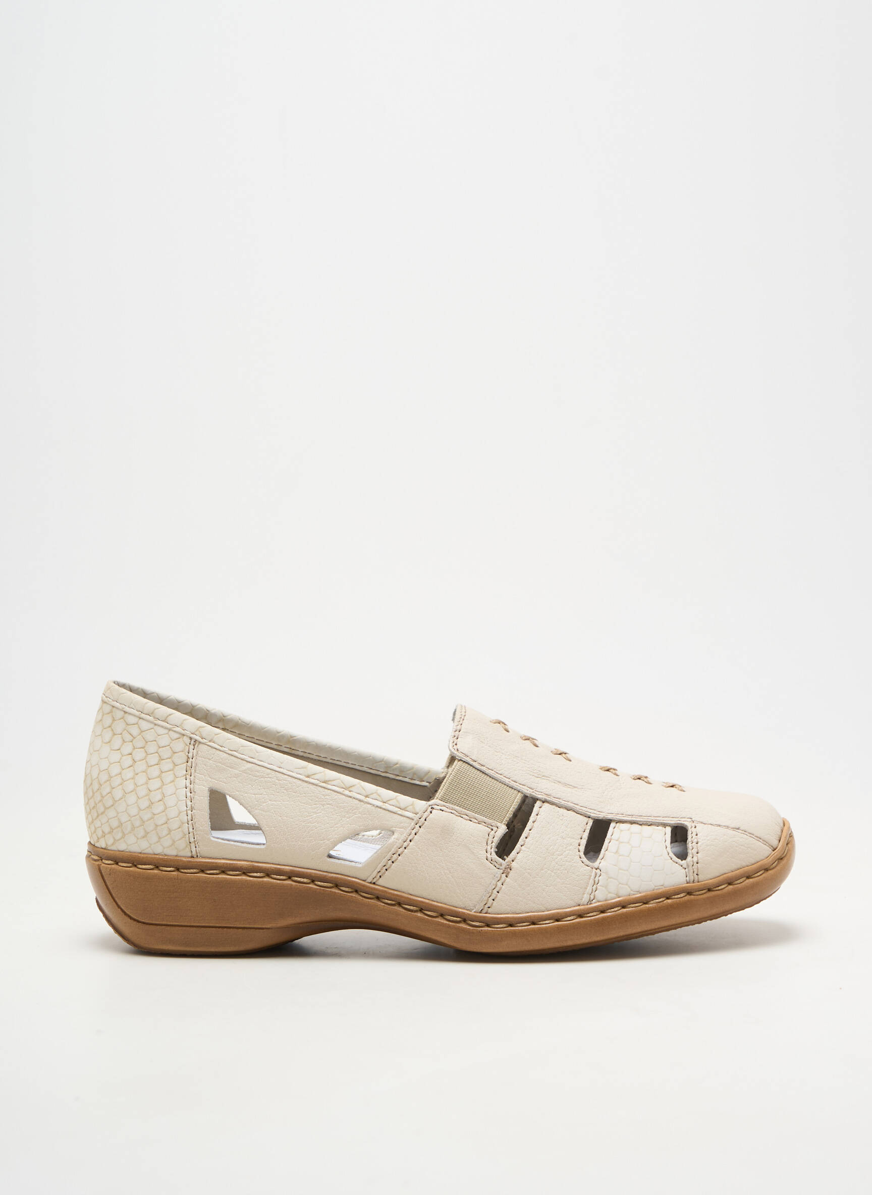 Mocassins matière lisse talon plat jusqu'à 3cm beige RIEKER femme