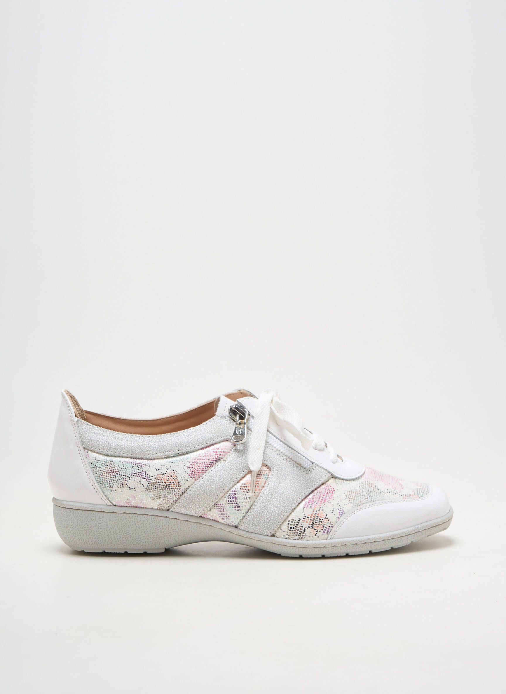 Baskets matière lisse talon plat jusqu'à 3cm blanc OTTILIA femme