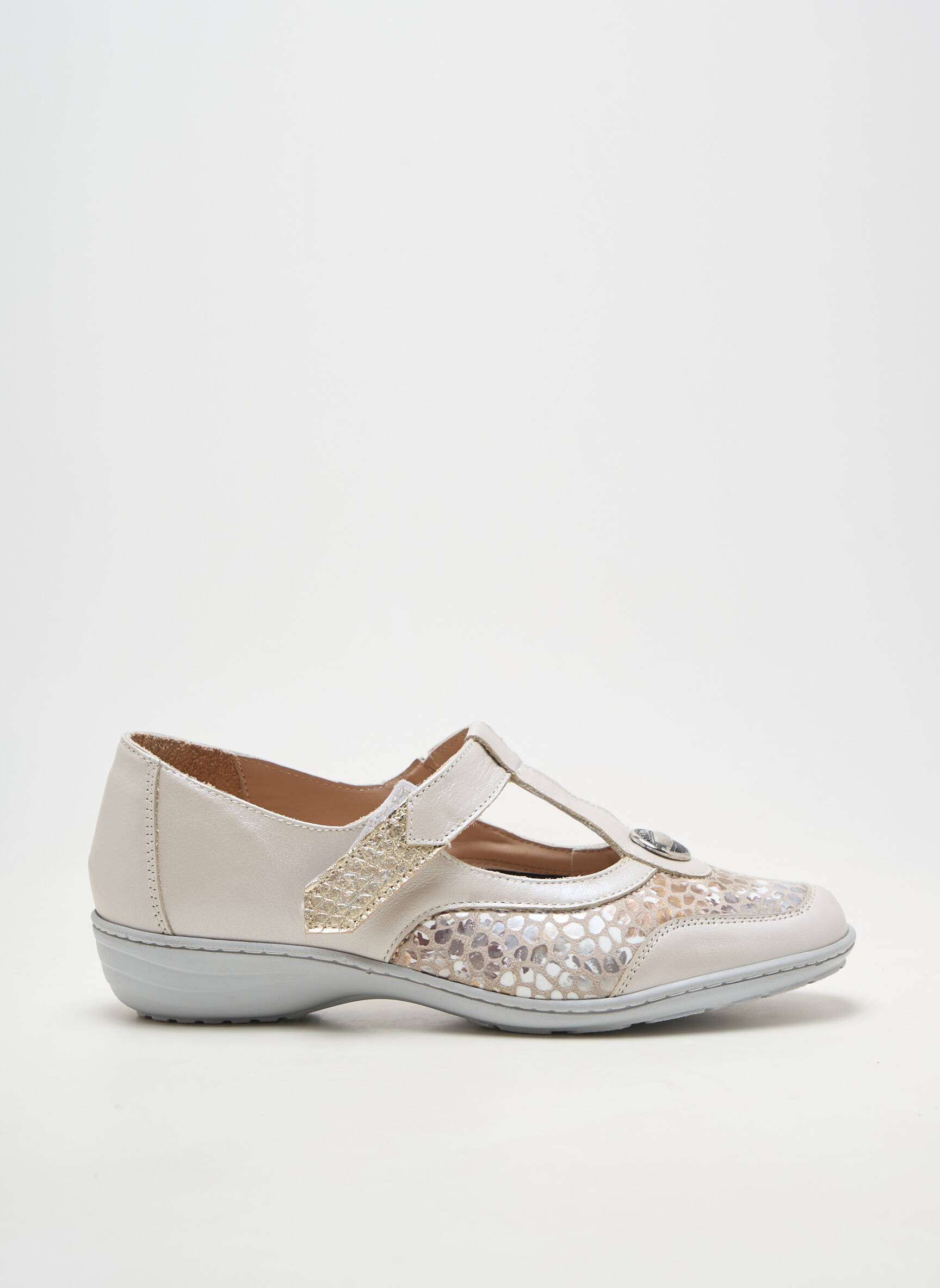 Ballerines fermeture scratch talon plat jusqu'à 3cm beige OTTILIA femme