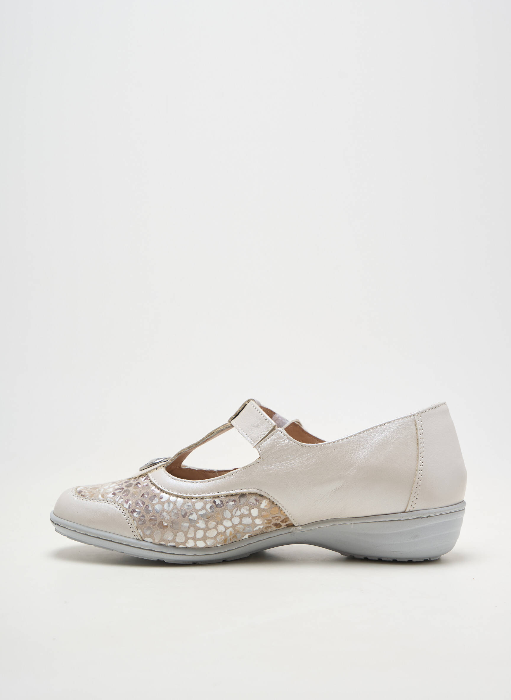 Ballerines fermeture scratch talon plat jusqu'à 3cm beige OTTILIA femme