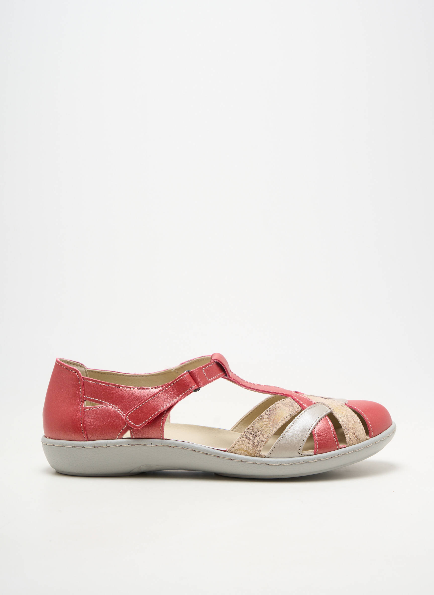Ballerines fermeture scratch talon plat jusqu'à 3cm rouge ARIMA femme