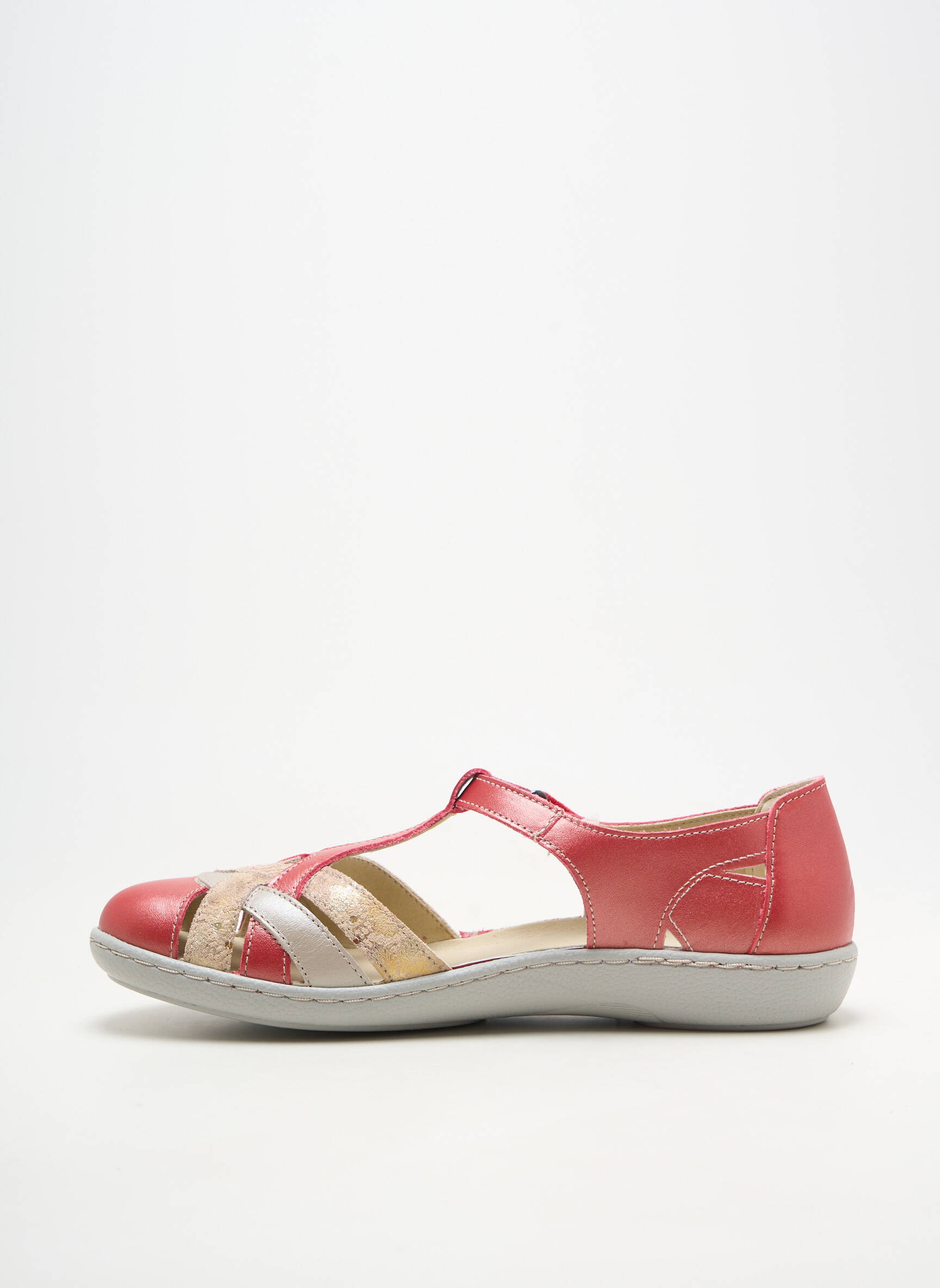 Ballerines fermeture scratch talon plat jusqu'à 3cm rouge ARIMA femme
