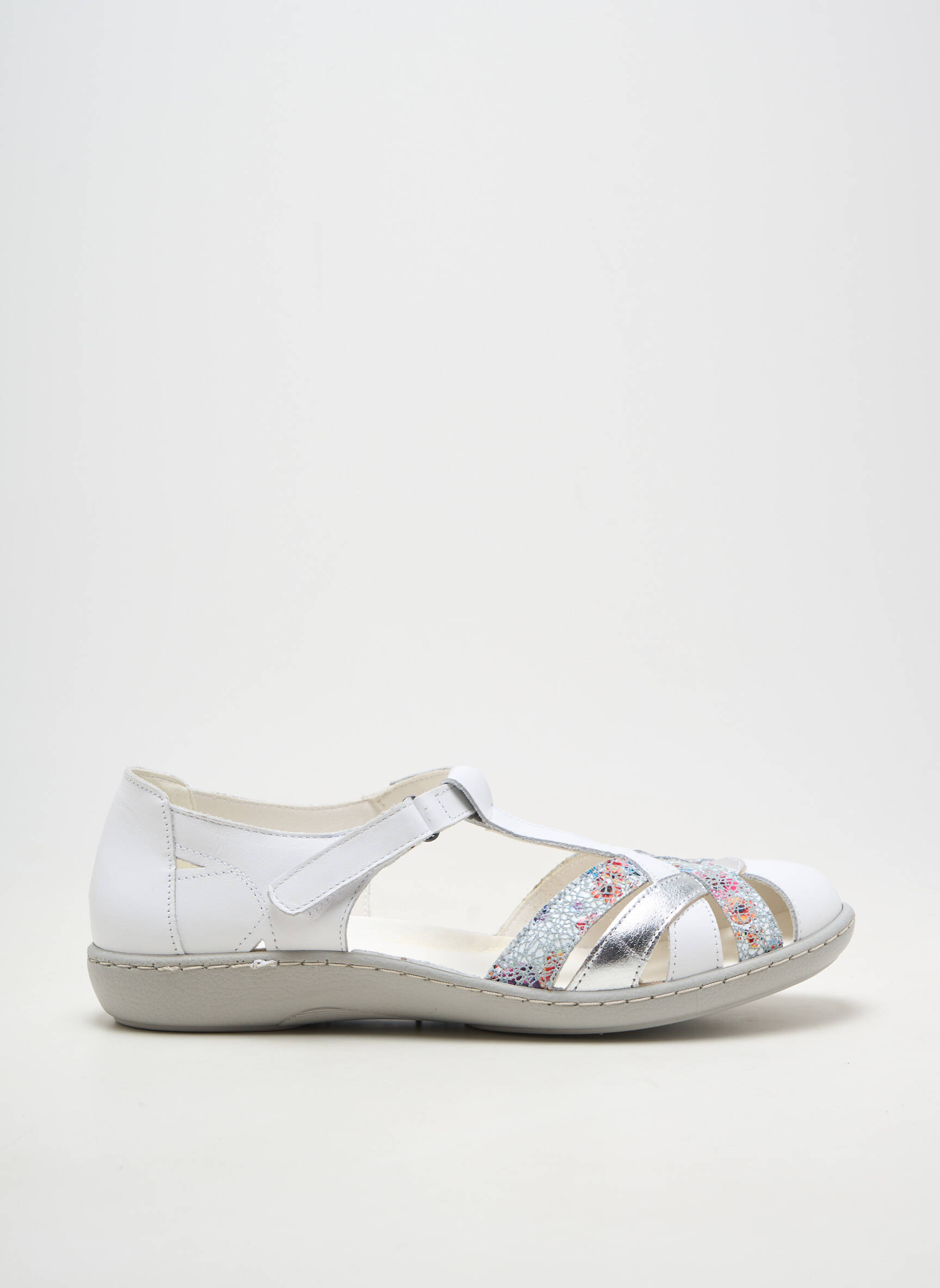 Ballerines fermeture scratch talon plat jusqu'à 3cm blanc ARIMA femme