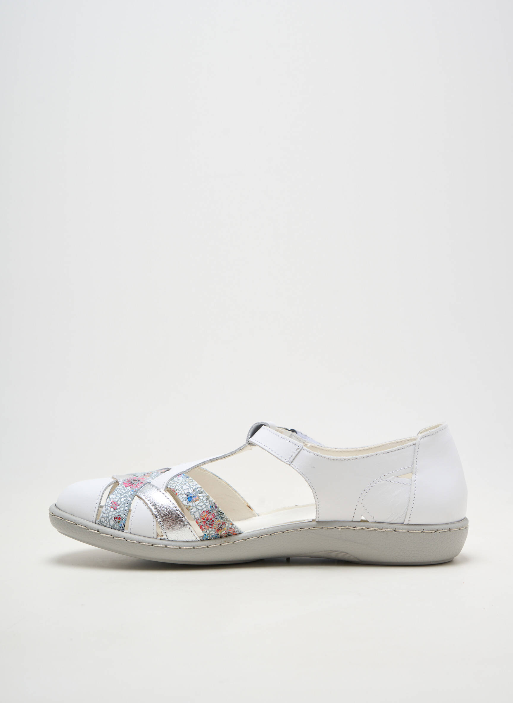 Ballerines fermeture scratch talon plat jusqu'à 3cm blanc ARIMA femme
