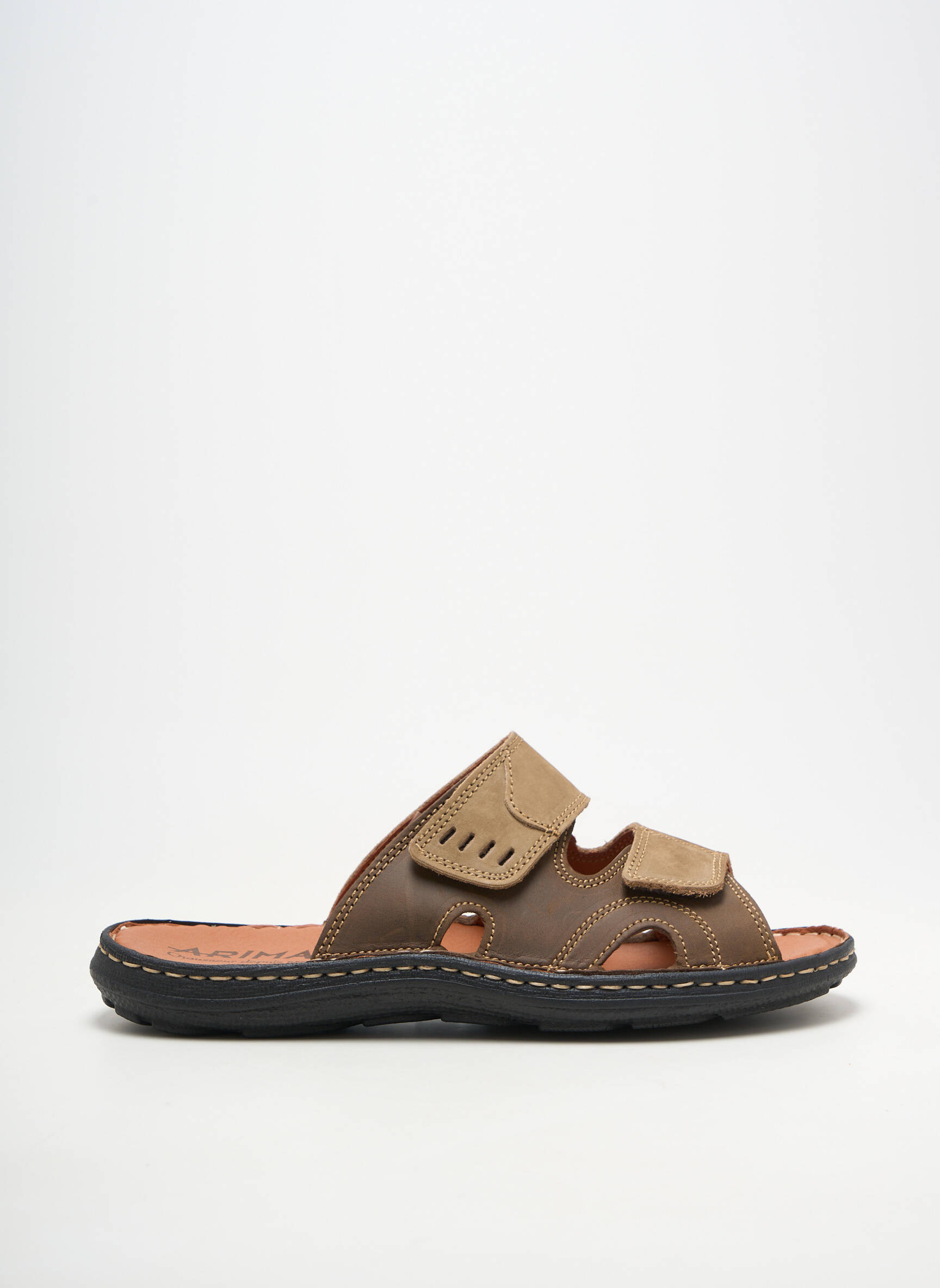 Mules/sabots matière lisse bout ouvert marron ARIMA homme