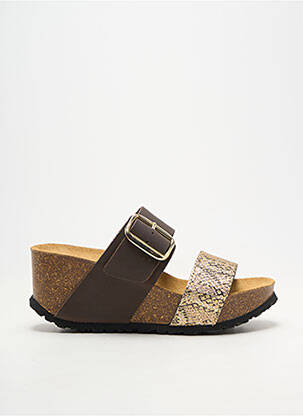 Mules/sabots semi compensé talon de 4 à 6cm marron SANTAFE femme