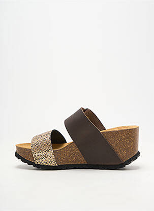 Mules/sabots semi compensé talon de 4 à 6cm marron SANTAFE femme