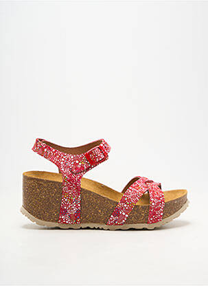 Sandales/nu pieds matière lisse talon plat jusqu'à 3cm rouge SANTAFE femme