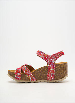 Sandales/nu pieds matière lisse talon plat jusqu'à 3cm rouge SANTAFE femme