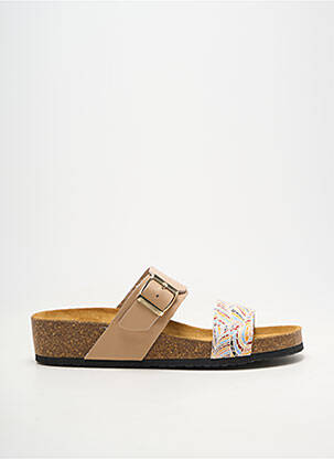 Mules/sabots matière lisse talon plat jusqu'à 3cm beige SANTAFE femme