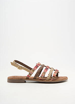 Spartiates chiquet talon plat jusqu'à 3cm marron ELUE PAR NOUS femme