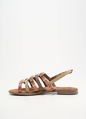 Spartiates chiquet talon plat jusqu'à 3cm marron ELUE PAR NOUS femme