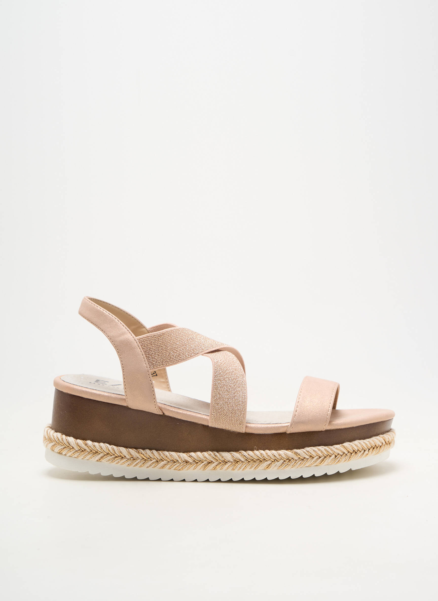 Sandales/nu pieds bout ouvert talon de 4 à 6cm beige ELUE PAR NOUS femme