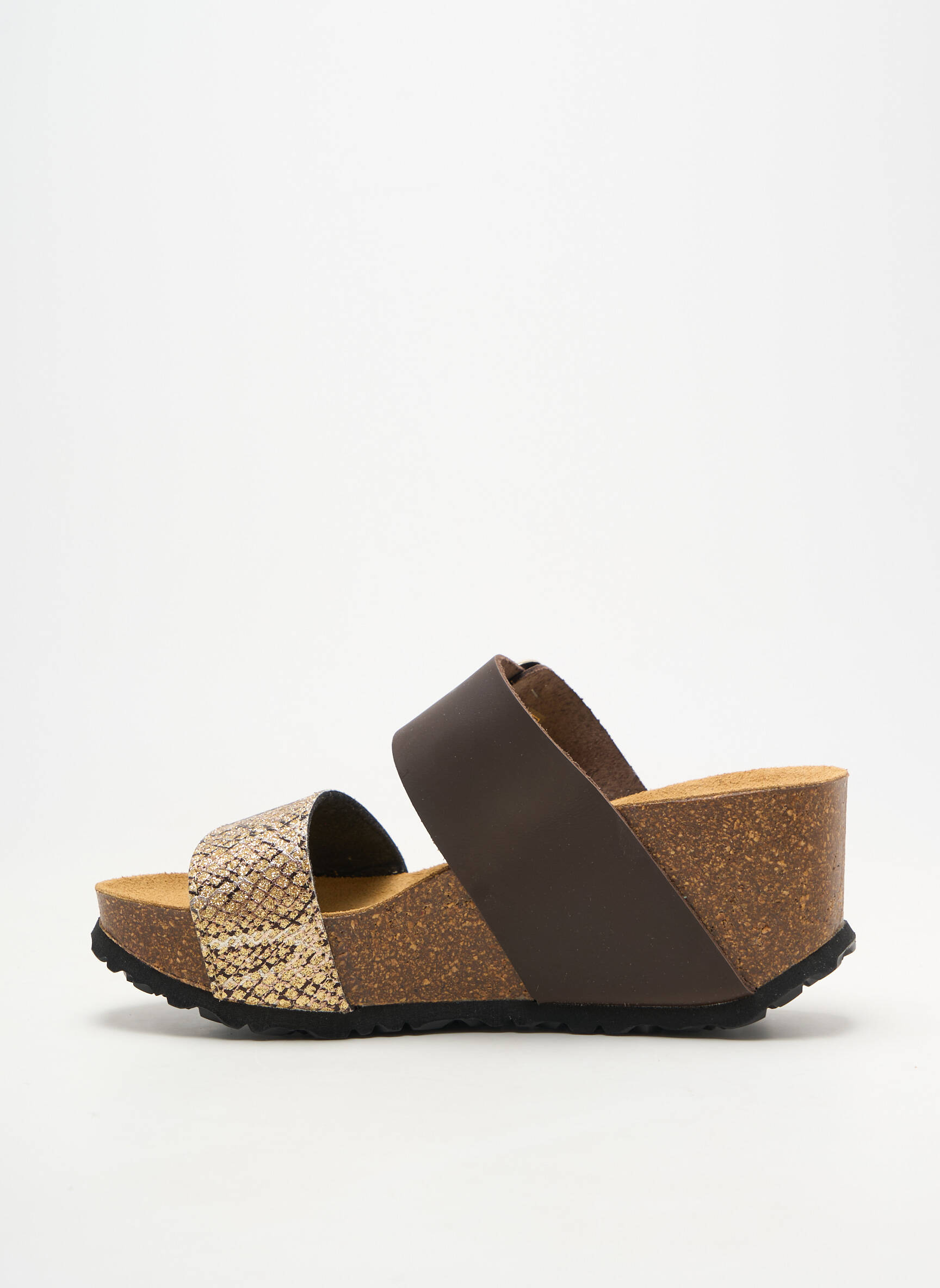 Mules/sabots semi compensé talon de 4 à 6cm marron SANTAFE femme