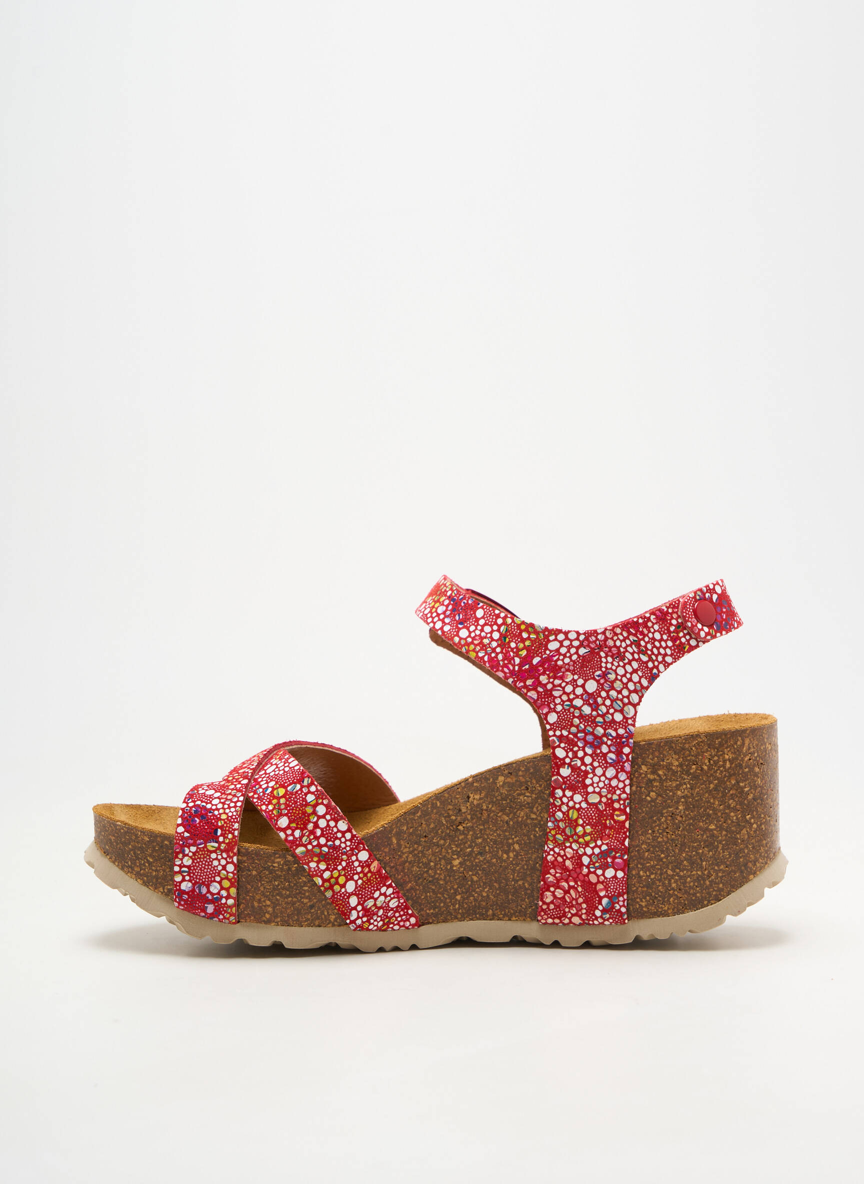 Sandales/nu pieds matière lisse talon plat jusqu'à 3cm rouge SANTAFE femme