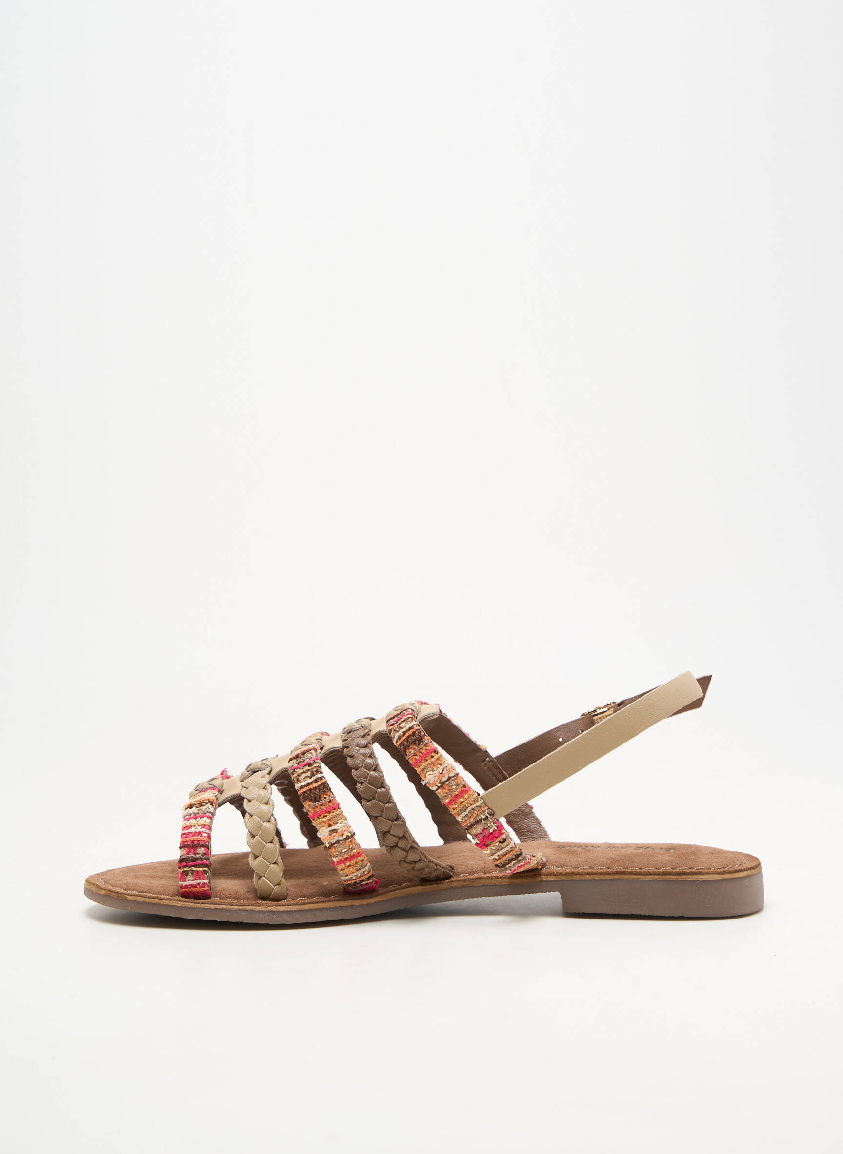 Spartiates chiquet talon plat jusqu'à 3cm marron ELUE PAR NOUS femme