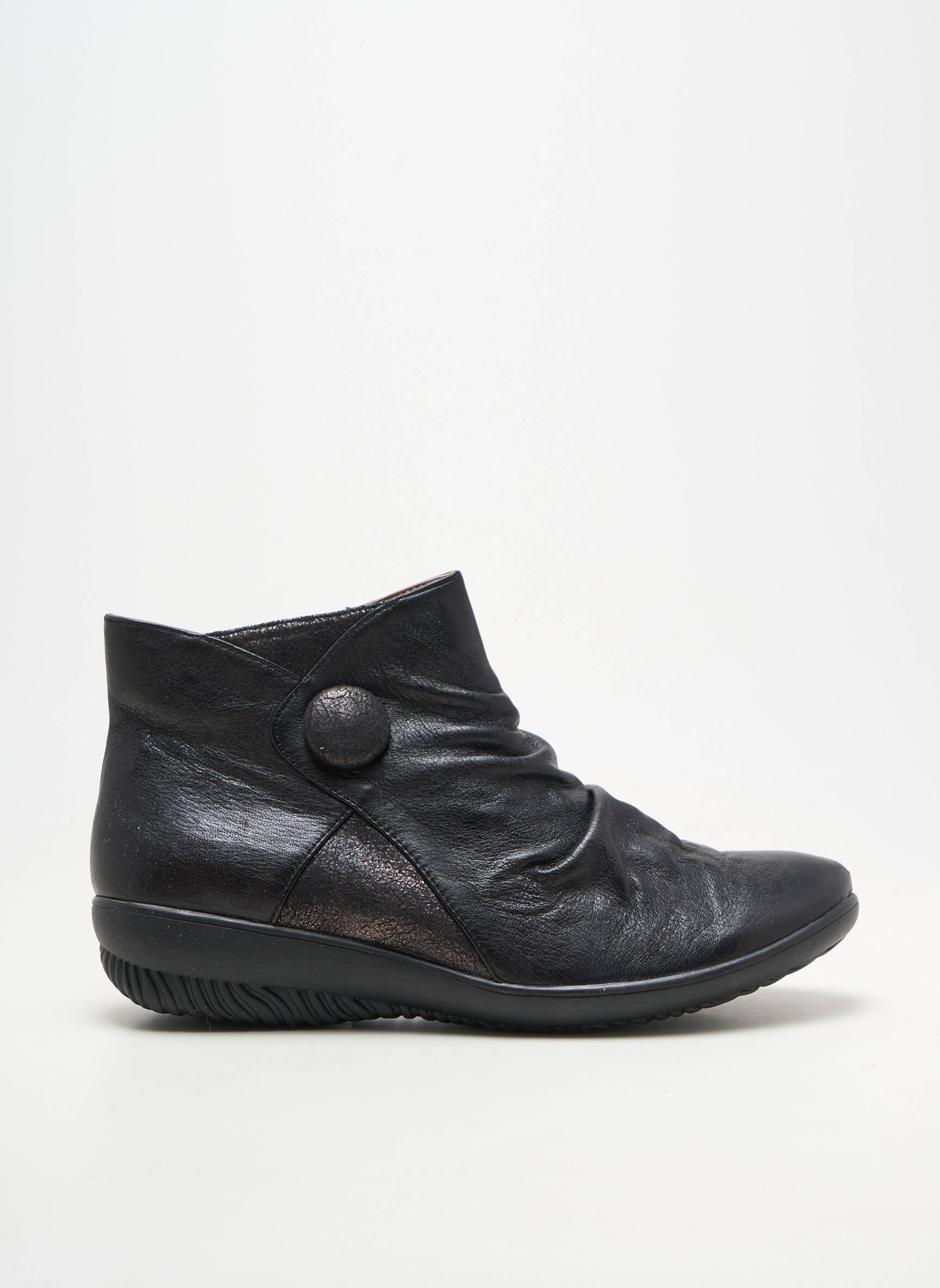 Bottines/boots tissage satiné talon plat jusqu'à 3cm noir SWEET femme