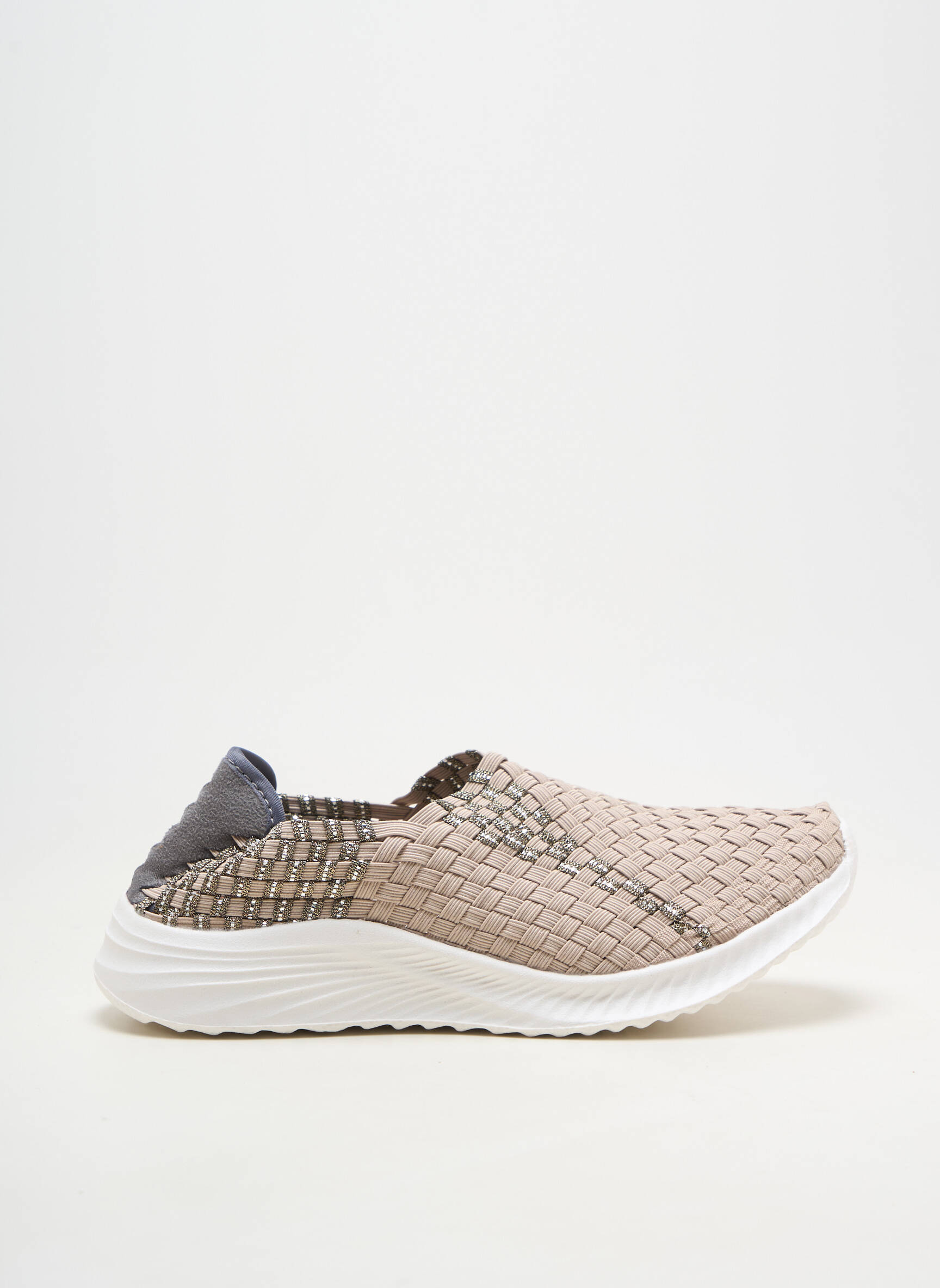 Baskets bout rond talon plat jusqu'à 3cm beige ROCK SPRING femme